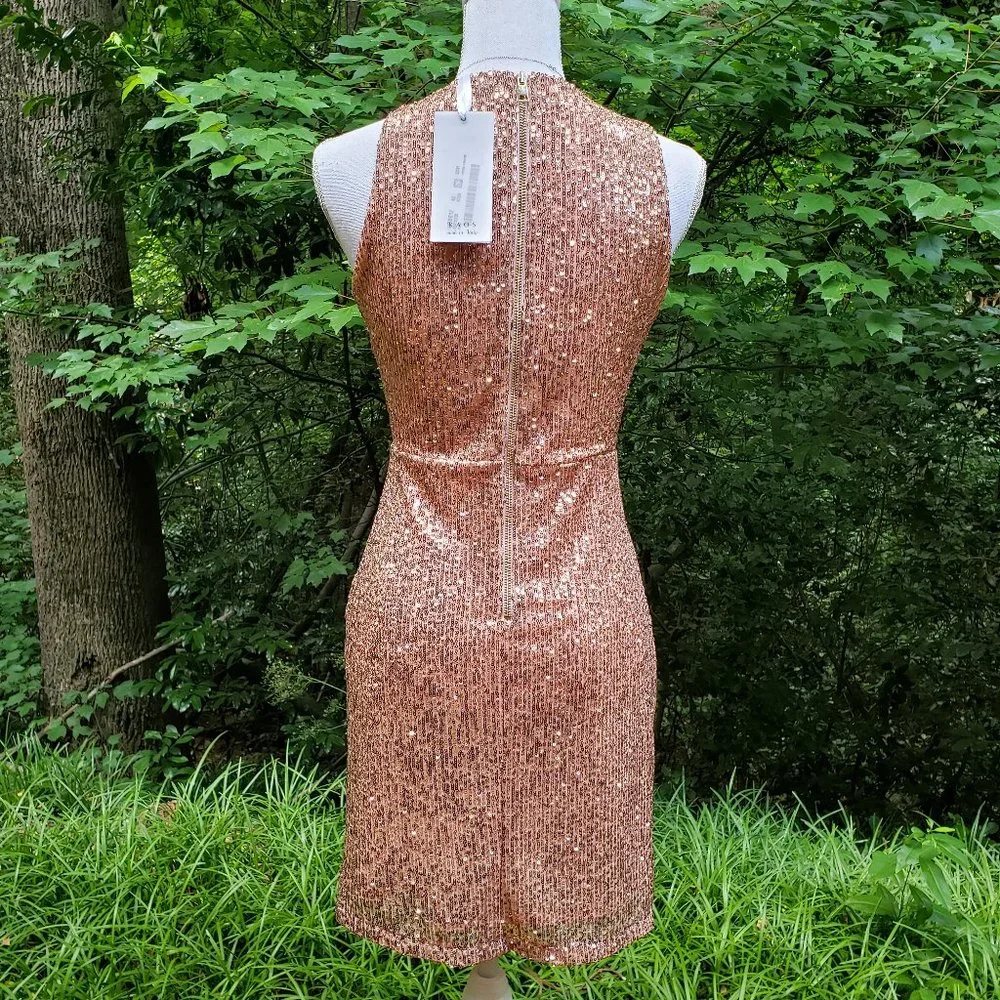 KAOS Light Pink Sequin Party Cocktail Dress Size 4  Faux Wrap Sleeveless NWT - Picture 13 of 14